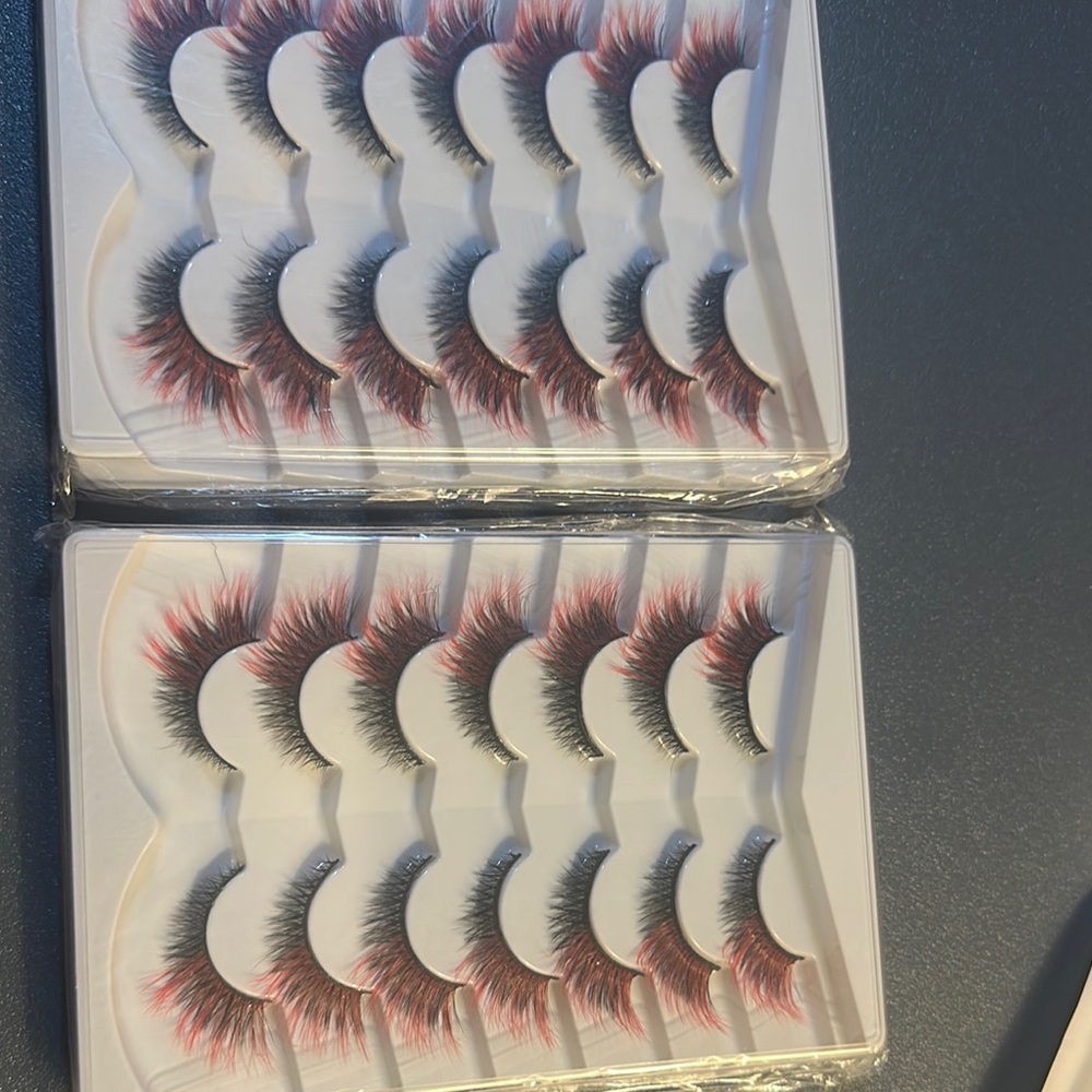 Dramatic Black and Pink False Eyelashes Set